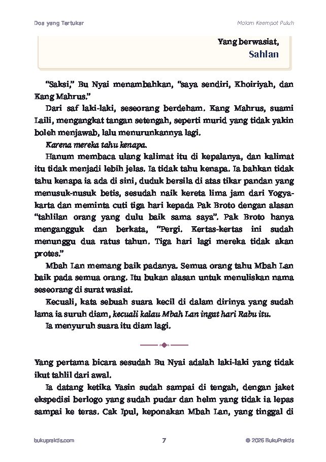 Contoh halaman Doa yang Tertukar
