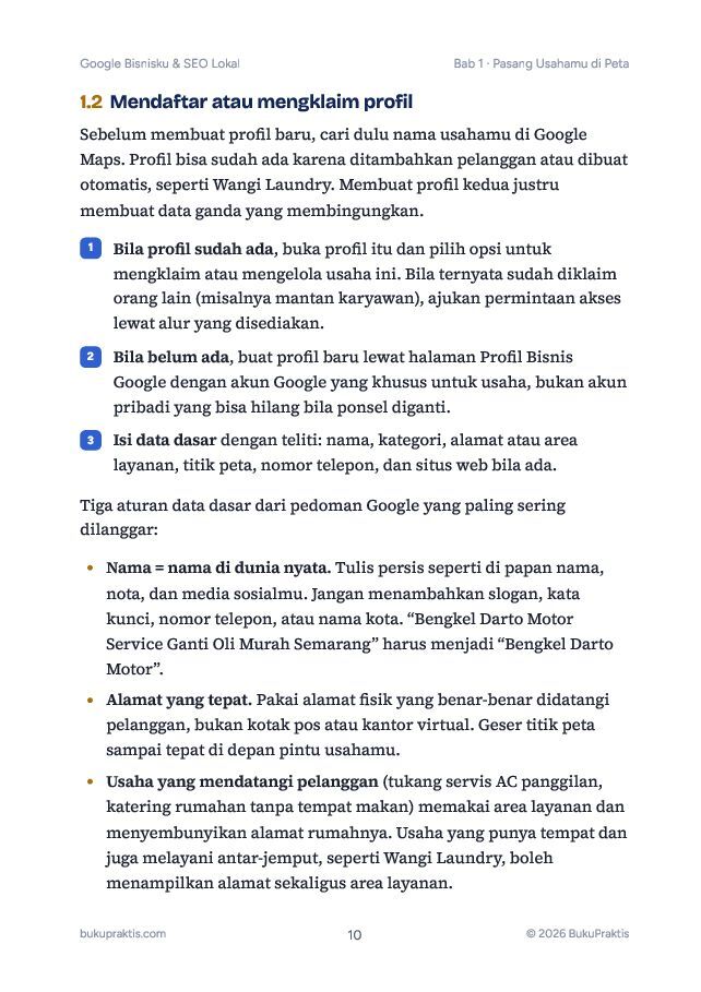 Contoh halaman Google Bisnisku & SEO Lokal