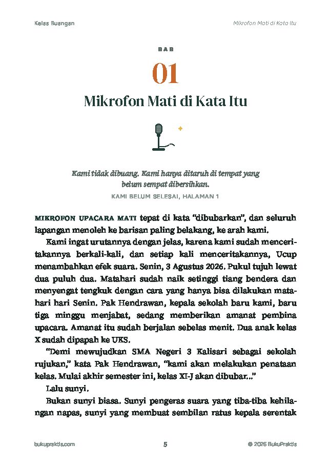 Contoh halaman Kelas Buangan