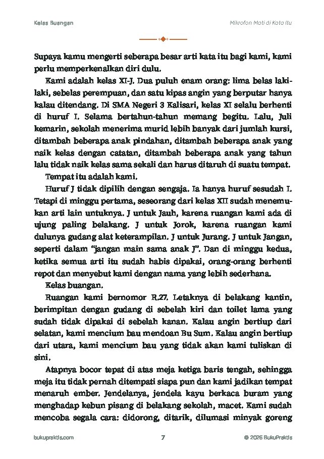 Contoh halaman Kelas Buangan
