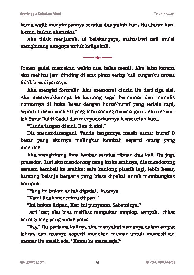 Contoh halaman Seminggu Sebelum Akad