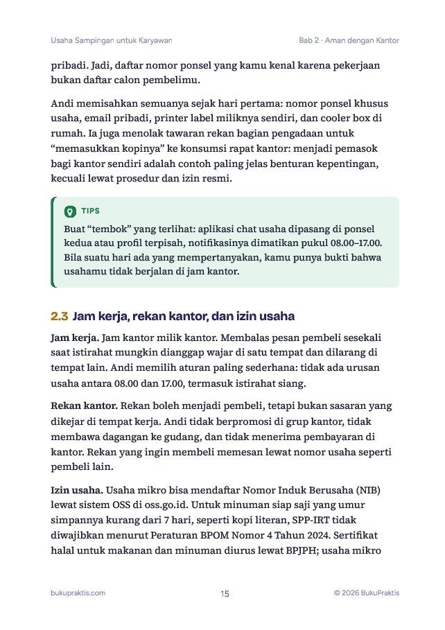 Contoh halaman Usaha Sampingan untuk Karyawan